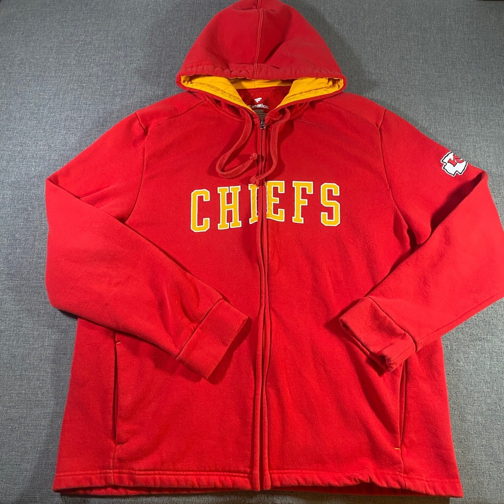 Kansas City Chiefs Fanatics Mens XL‎ Full Zip Hoodie Sweatshirt Jacket Red